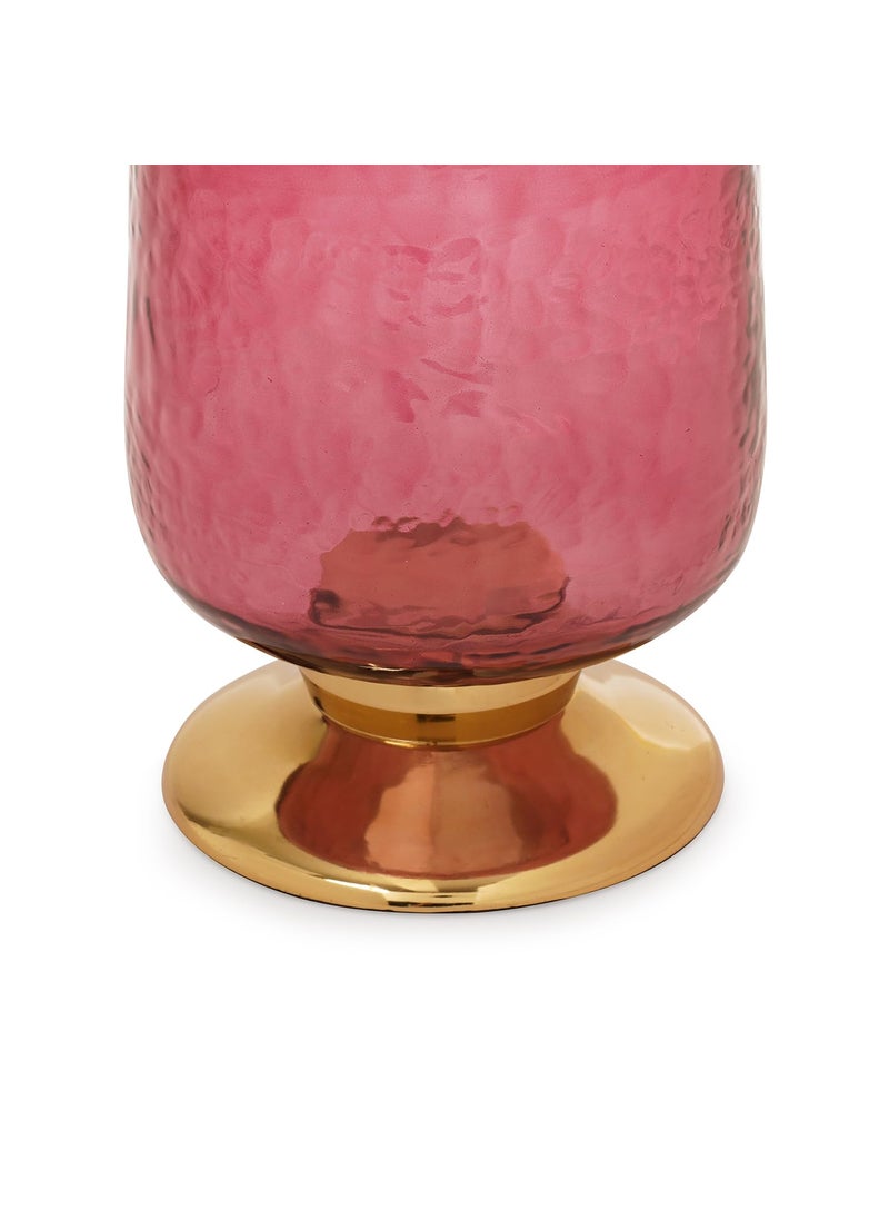 Pure Home Living Red Textured Hurricane with Stand Large