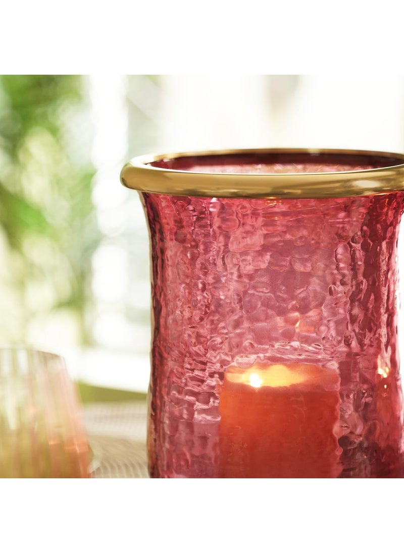 Pure Home Living Red Textured Hurricane with Stand Large