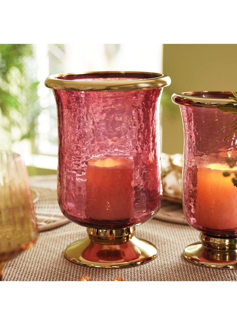 Pure Home Living Red Textured Hurricane with Stand Large