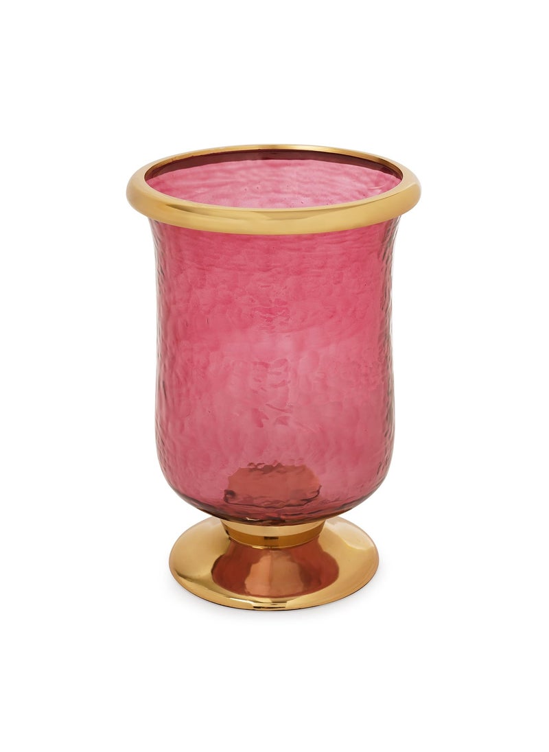 Pure Home Living Red Textured Hurricane with Stand Large
