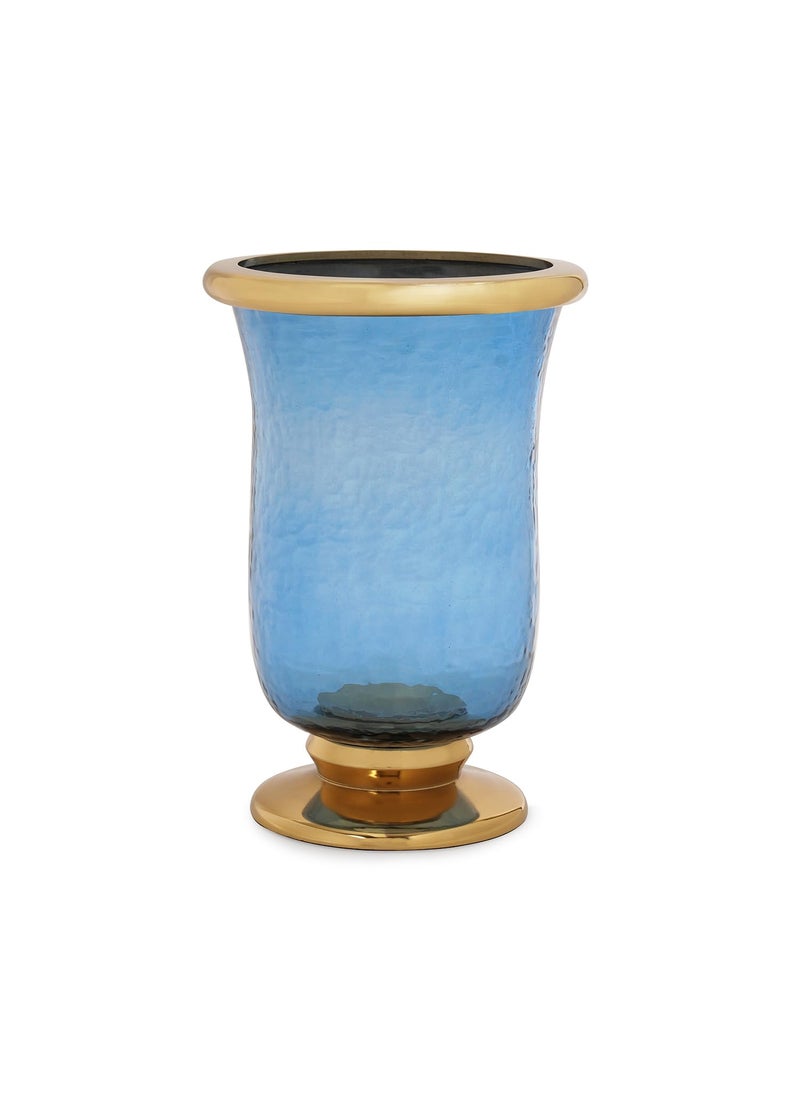 Pure Home Living Blue Textured Hurricane with Stand Small