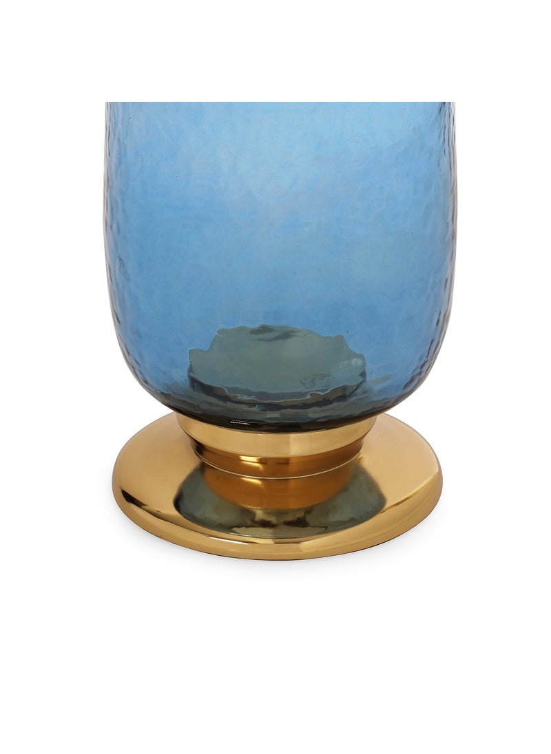 Pure Home Living Blue Textured Hurricane with Stand Small