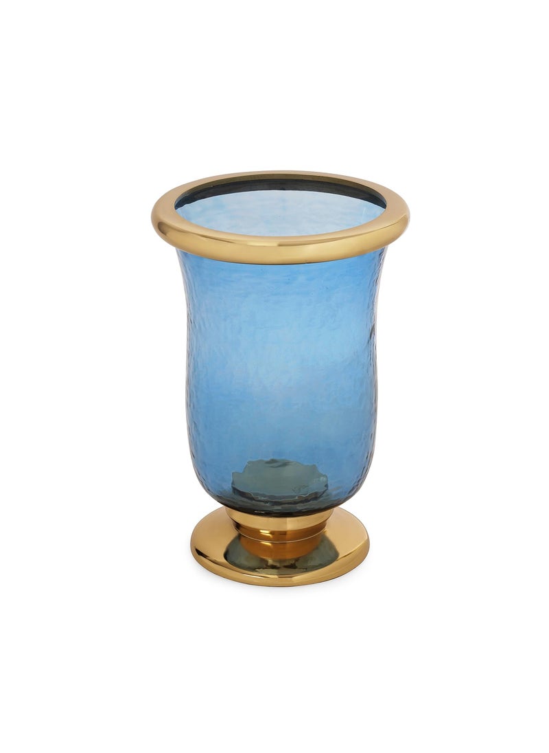 Pure Home Living Blue Textured Hurricane with Stand Small