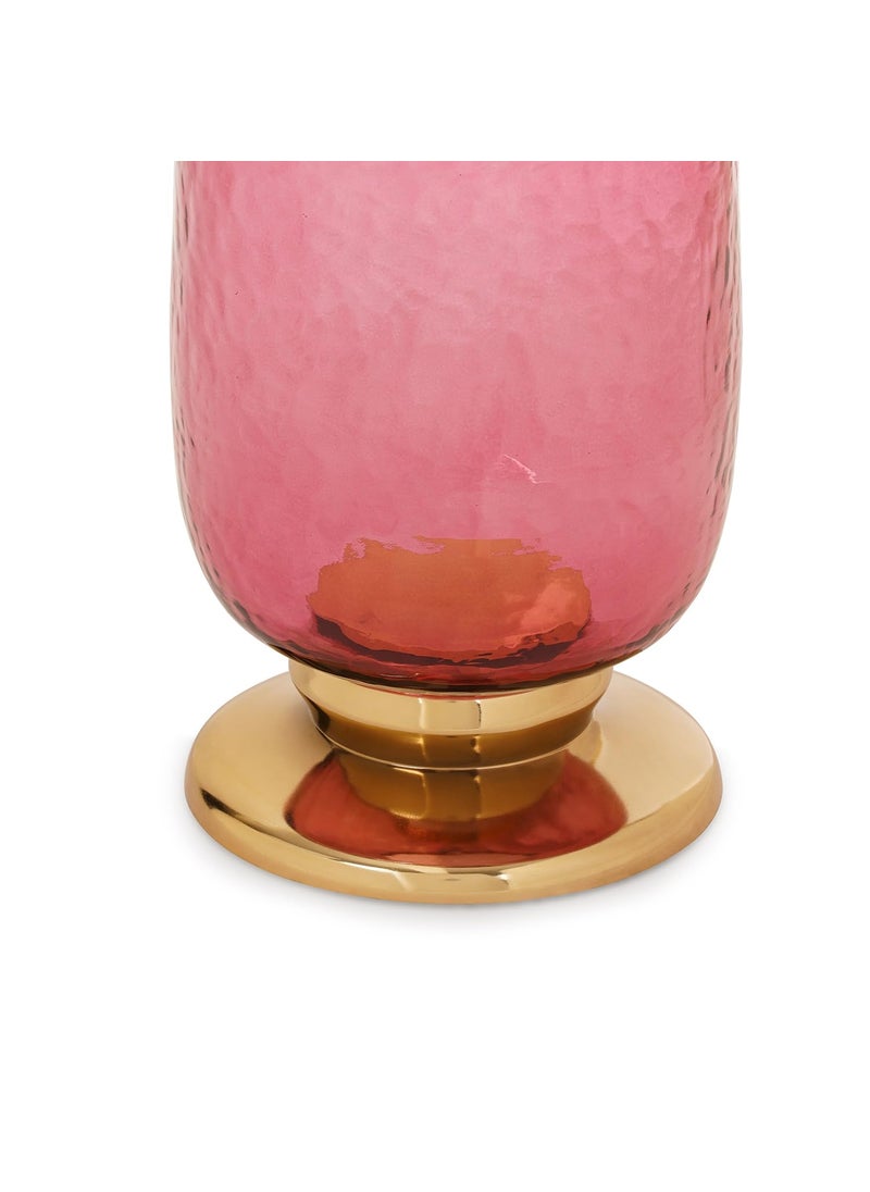 Pure Home Living Red Textured Hurricane with Stand Small