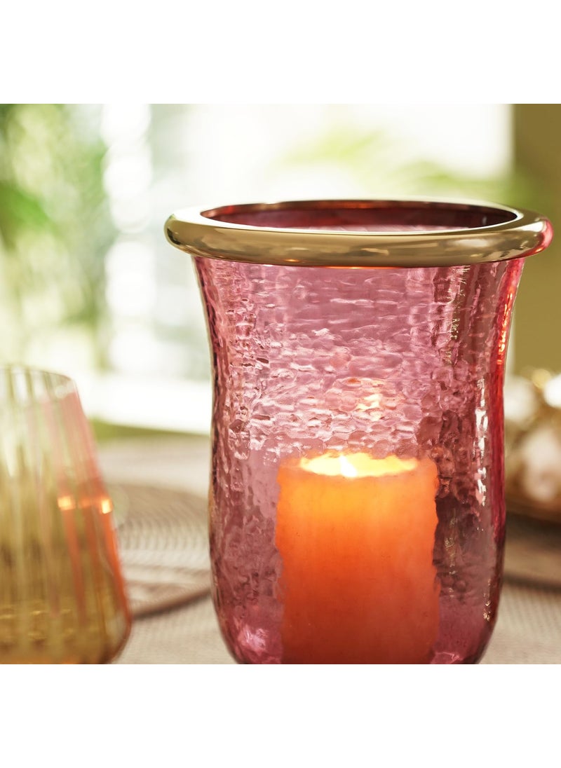 Pure Home Living Red Textured Hurricane with Stand Small