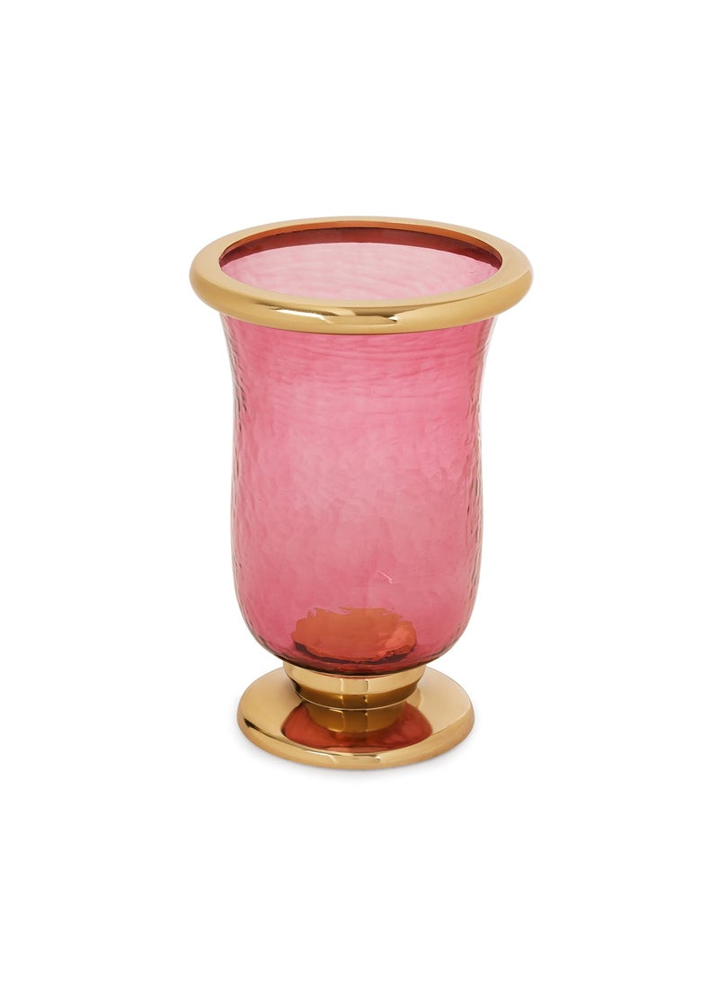 Pure Home Living Red Textured Hurricane with Stand Small