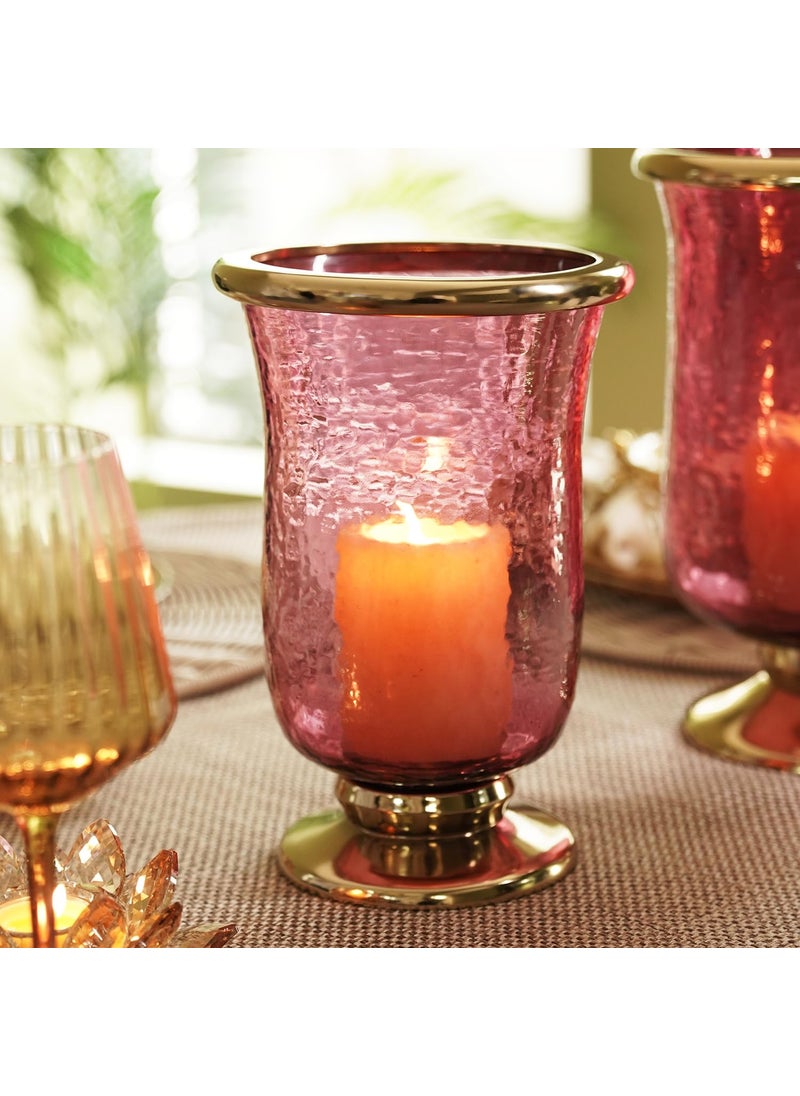 Pure Home Living Red Textured Hurricane with Stand Small