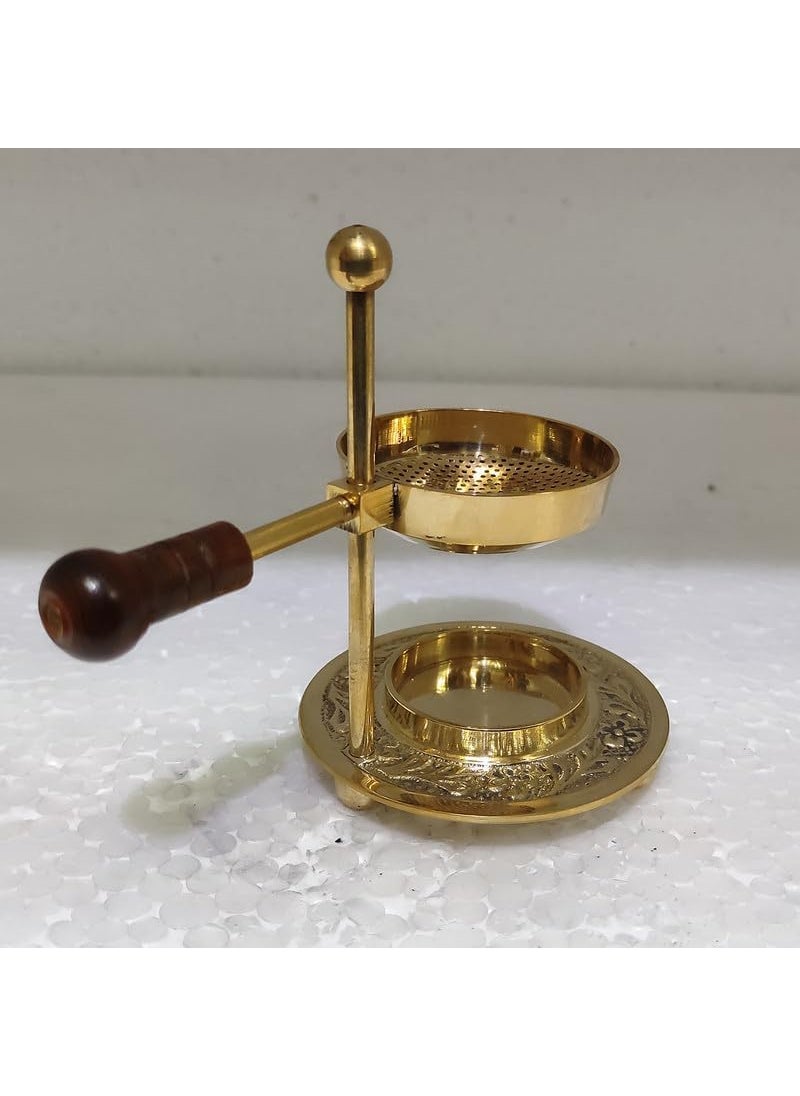 PSE EXPORT Brass Double Deck Antique Dhoop Dani Incense Holder Resin Burner Color Gold Size 315 L x 315 W x 472 Th Pack of 1