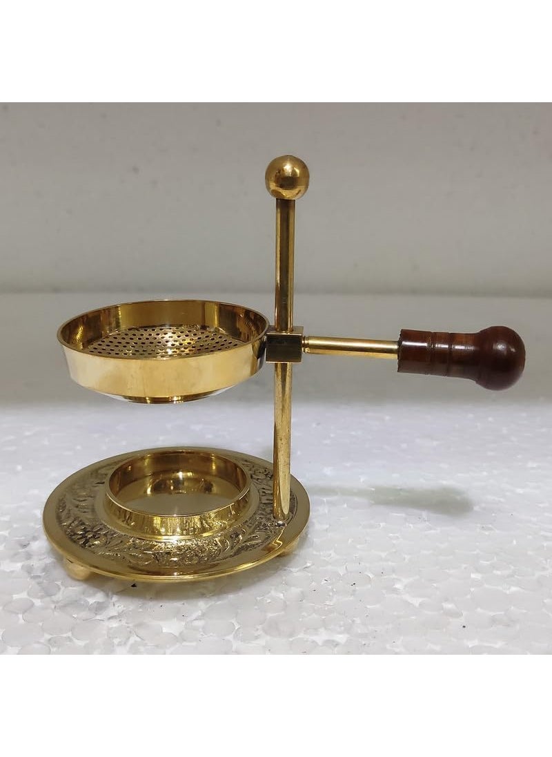 PSE EXPORT Brass Double Deck Antique Dhoop Dani Incense Holder Resin Burner Color Gold Size 315 L x 315 W x 472 Th Pack of 1