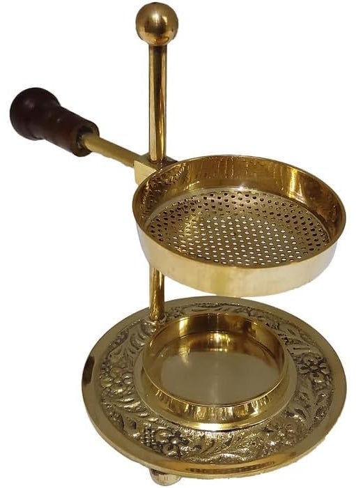 PSE EXPORT Brass Double Deck Antique Dhoop Dani Incense Holder Resin Burner Color Gold Size 315 L x 315 W x 472 Th Pack of 1