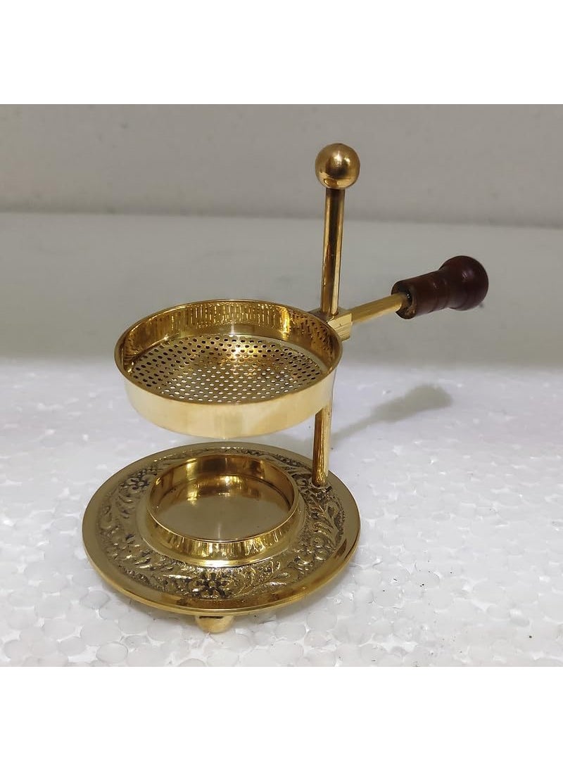 PSE EXPORT Brass Double Deck Antique Dhoop Dani Incense Holder Resin Burner Color Gold Size 315 L x 315 W x 472 Th Pack of 1