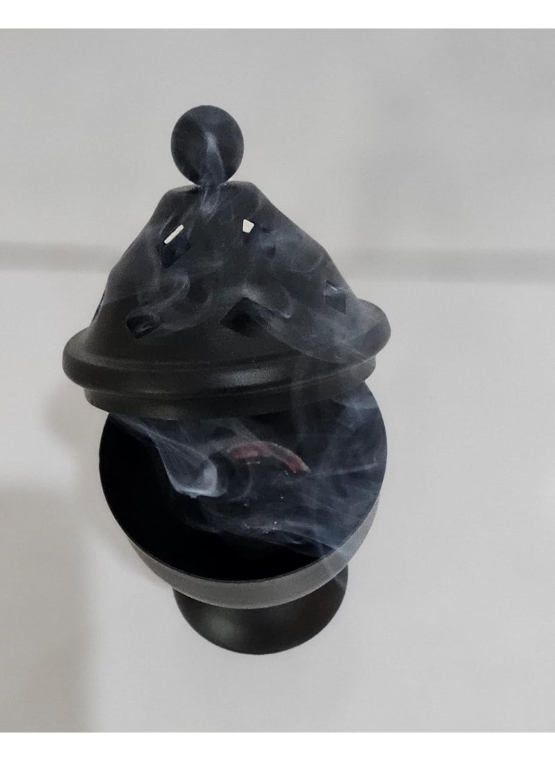 RRV International Loban Incense Bakhoor Burner Sambrani Dhoop Burner with Handle for Home Purifying Hand Loban Burner for Office Temple Prayer Dhoop Dani Dhuni Loban Burner with 3 loban Cup