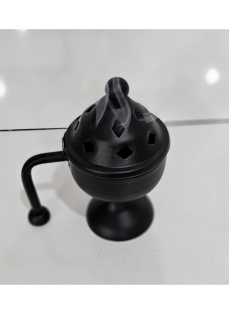RRV International Loban Incense Bakhoor Burner Sambrani Dhoop Burner with Handle for Home Purifying Hand Loban Burner for Office Temple Prayer Dhoop Dani Dhuni Loban Burner with 3 loban Cup