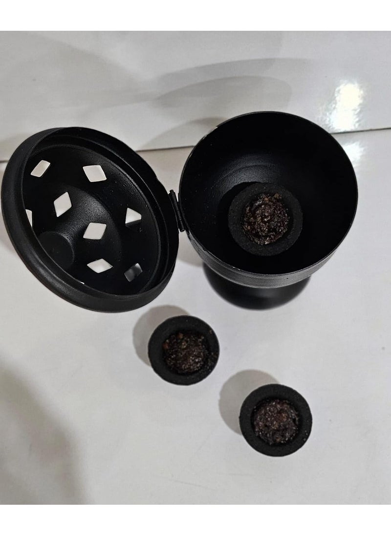 RRV International Loban Incense Bakhoor Burner Sambrani Dhoop Burner with Handle for Home Purifying Hand Loban Burner for Office Temple Prayer Dhoop Dani Dhuni Loban Burner with 3 loban Cup