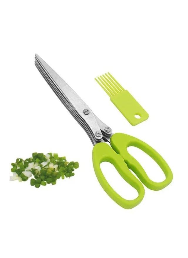 Forbici per Erbe Aromatiche Forbici a Base di Erbe Forbici per Erba Cipollina Forbici per Verdure Forbici da Cucina Multistrato a Cinque Strati con Pettine di Pulizia per Tagliare Cipolla Verde