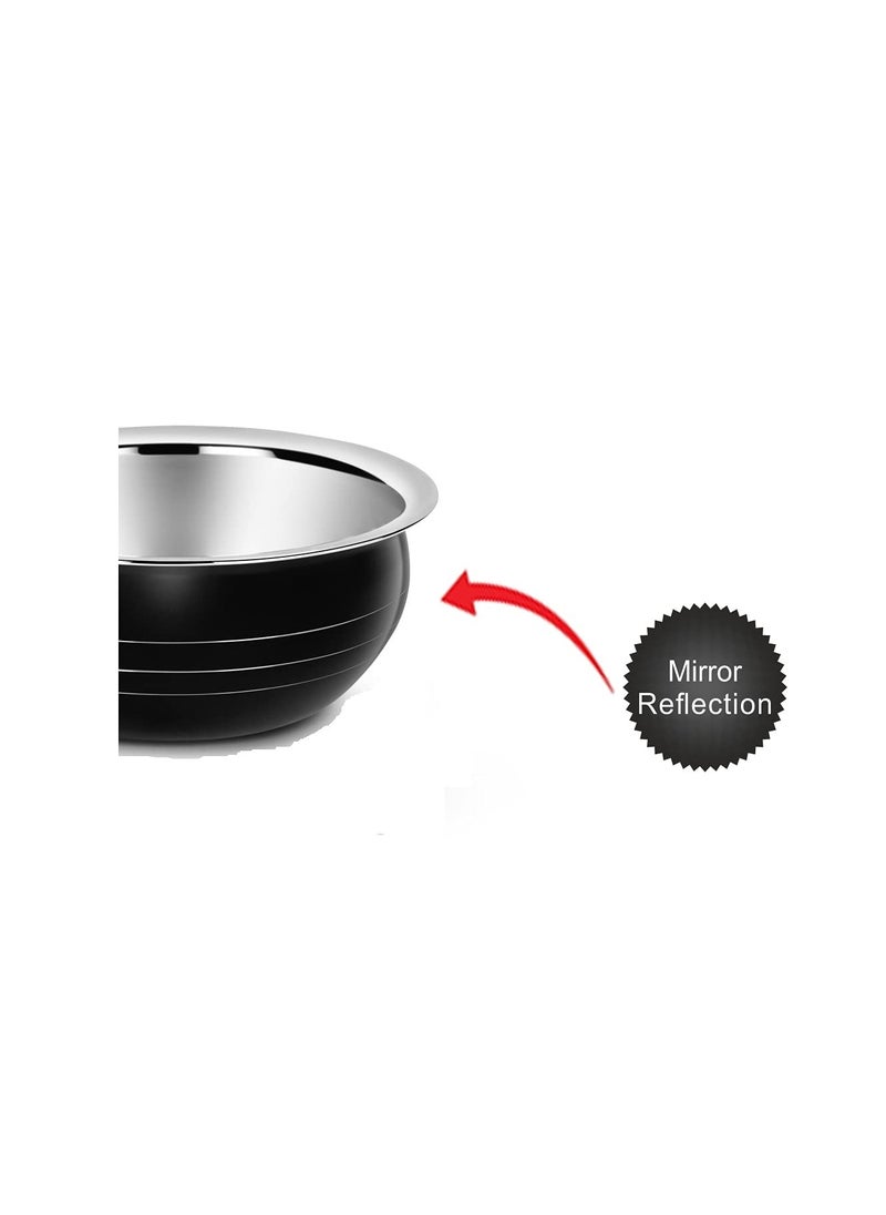 Redific Stainless Steel Biryani Handi Set 5 Pieces 350 ML 550 ML 750 ML 1200 ML 1650 ML Black