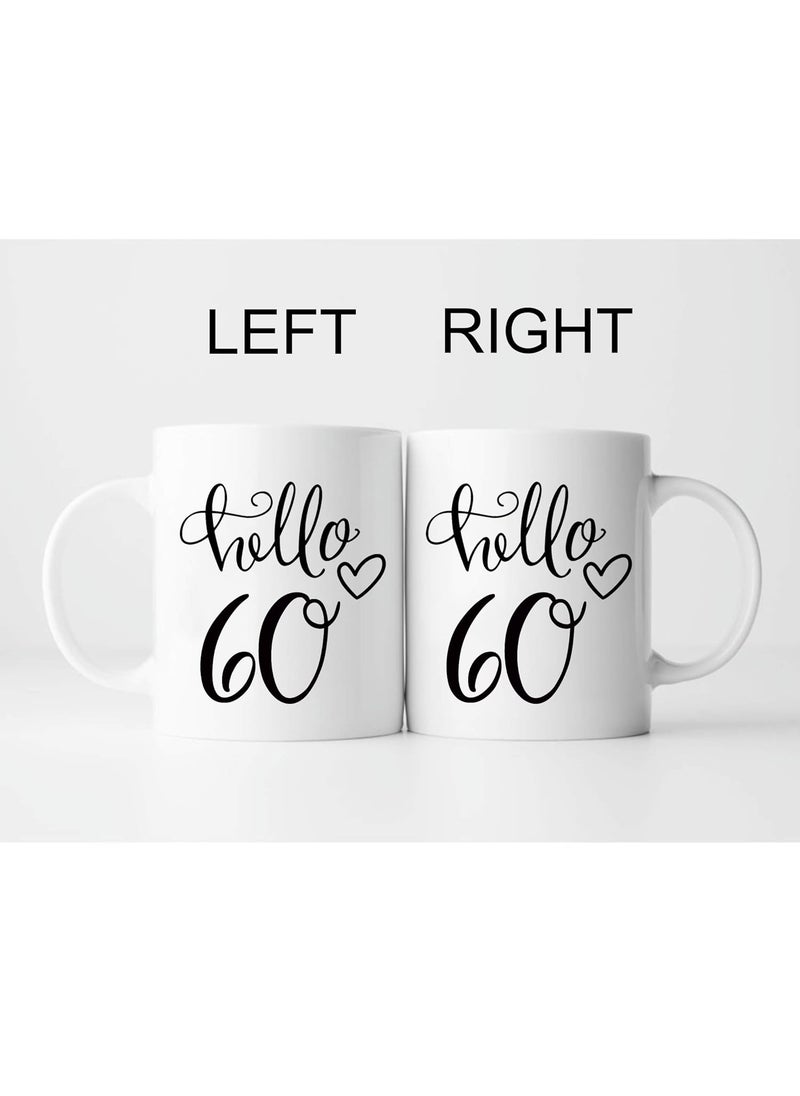 LXQM 60 Birthday Gifts for Women 11 oz 60th Birthday Mug Hello 6060th Gift Ideas to Wife Grandma Mom Daughter Sister Friend Colleague