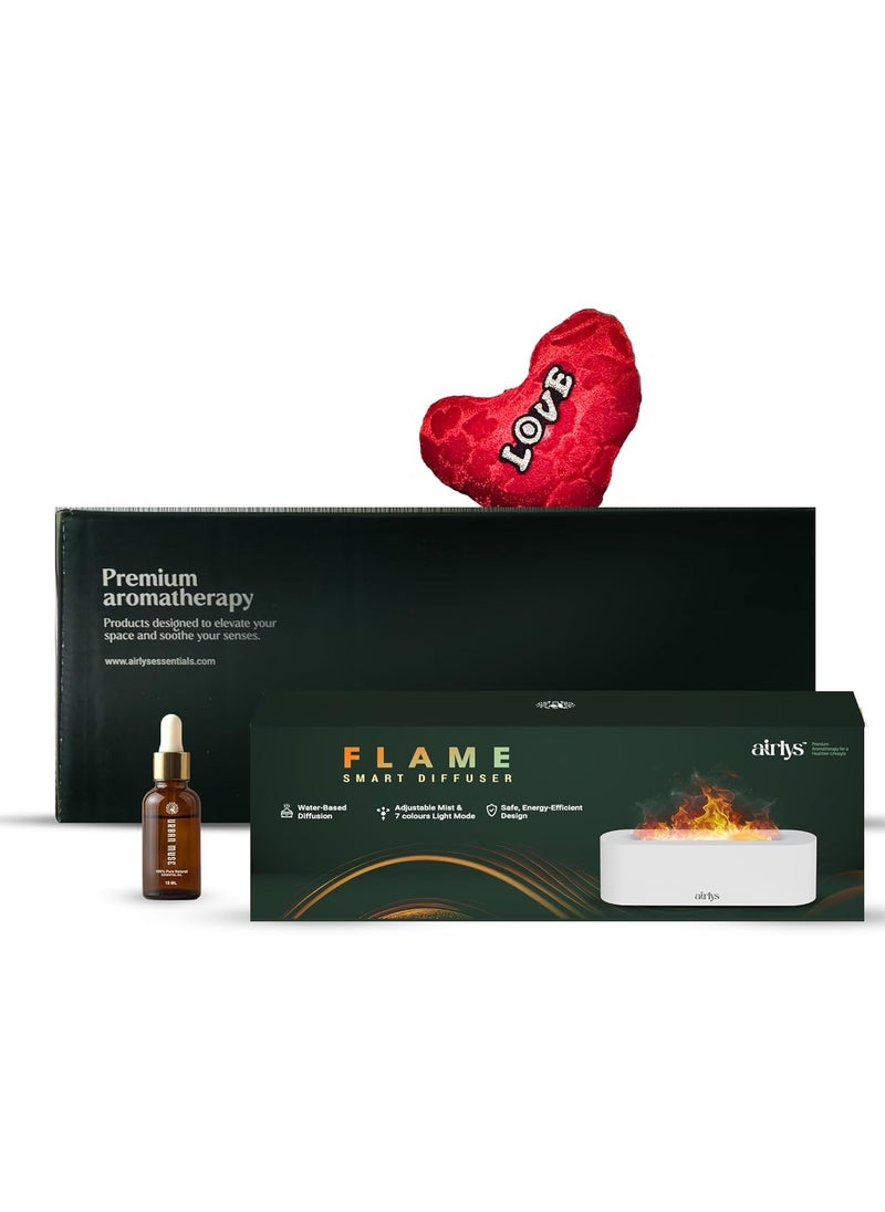Airlys Womans Day Gift Set A Perfect Blend of Love Aroma 150ml Aromatherapy with 7Color LED Light with Premium Box Customizable Timer and Mesmerizing Flame Effect for Relaxation and Ambiance