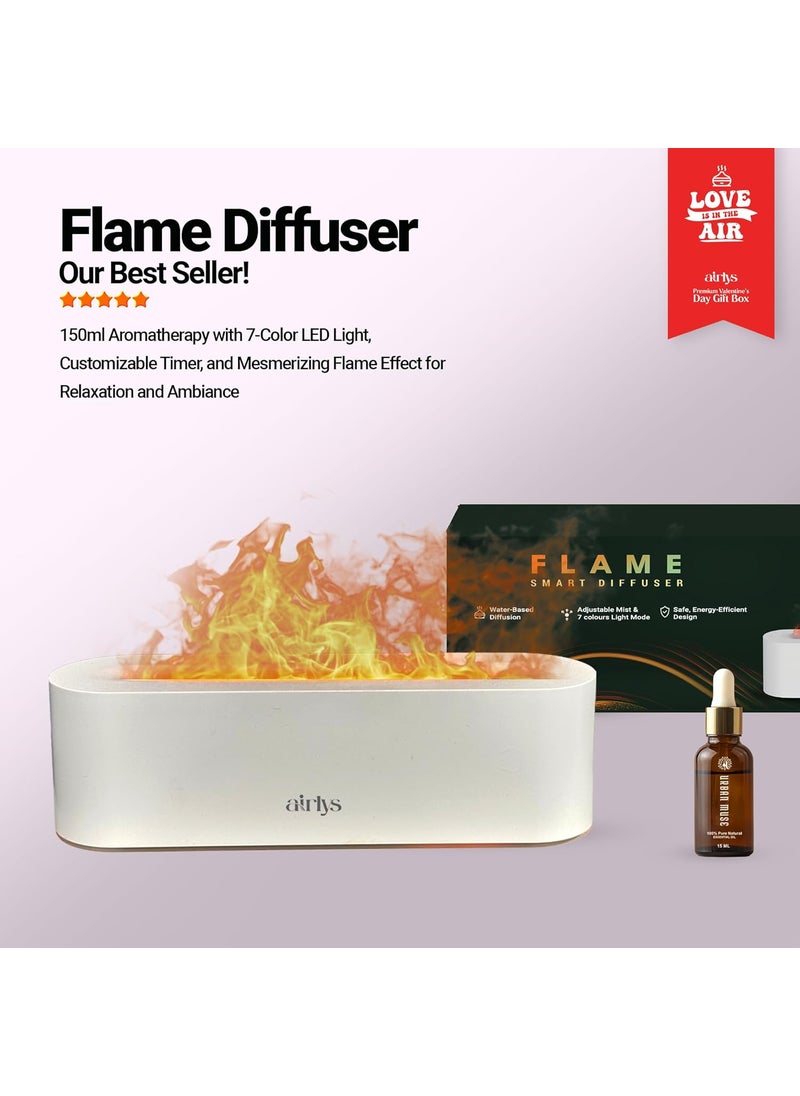 Airlys Womans Day Gift Set A Perfect Blend of Love Aroma 150ml Aromatherapy with 7Color LED Light with Premium Box Customizable Timer and Mesmerizing Flame Effect for Relaxation and Ambiance