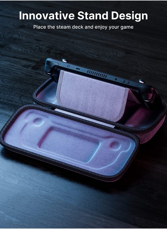 Portable Hard Shell Carrying Case for Steam Deck with Built-in AC Adapter Charger Storage, Protective Travel Pouch for Console & Accessories.