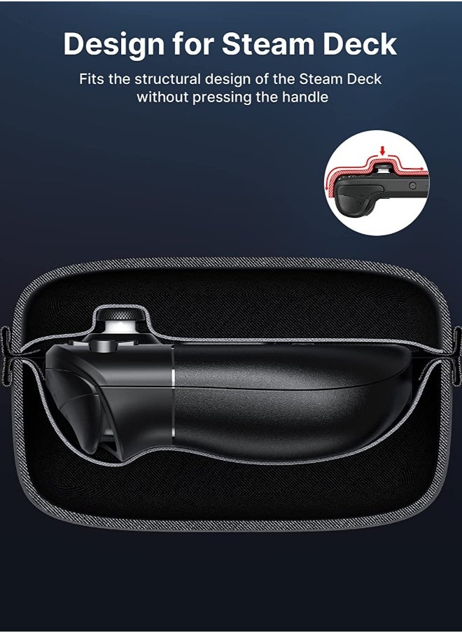 Portable Hard Shell Carrying Case for Steam Deck with Built-in AC Adapter Charger Storage, Protective Travel Pouch for Console & Accessories.