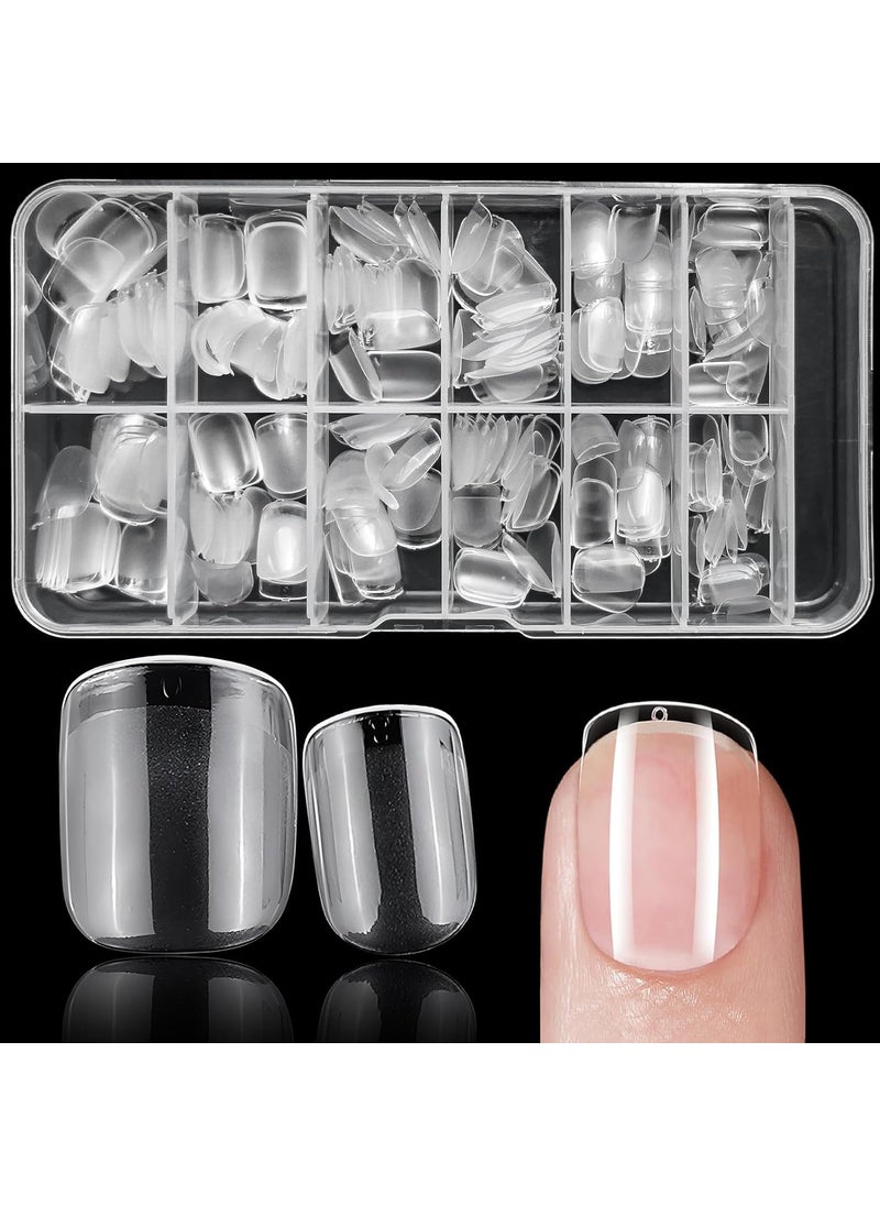 240pc Square Gel Nail Tips Short Fake Nails Clear Press on Nails Acrylic Nails Tips, 12 Size XS Full Cover Nail tips Square Soft Gel Nail Tips False Nails Extension Artificial Fingernail