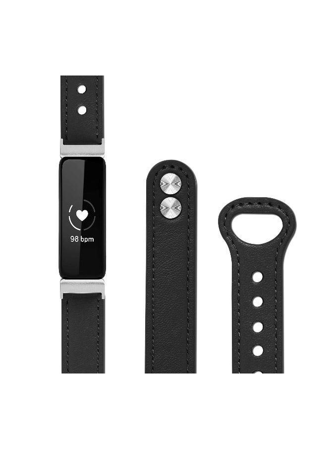 SYOSI Smart Band Leather Strap, Compatible with Fitbit Inspire 2 Strap, Genuine Leather Sport Wristband Replacement Strap bands Bracelet