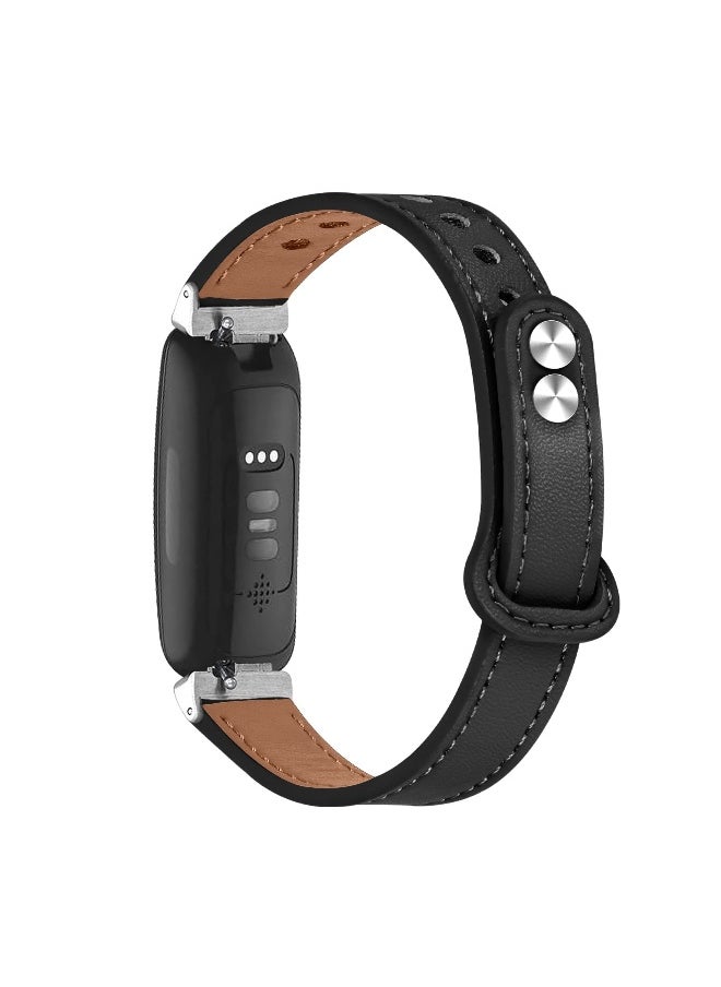 SYOSI Smart Band Leather Strap, Compatible with Fitbit Inspire 2 Strap, Genuine Leather Sport Wristband Replacement Strap bands Bracelet