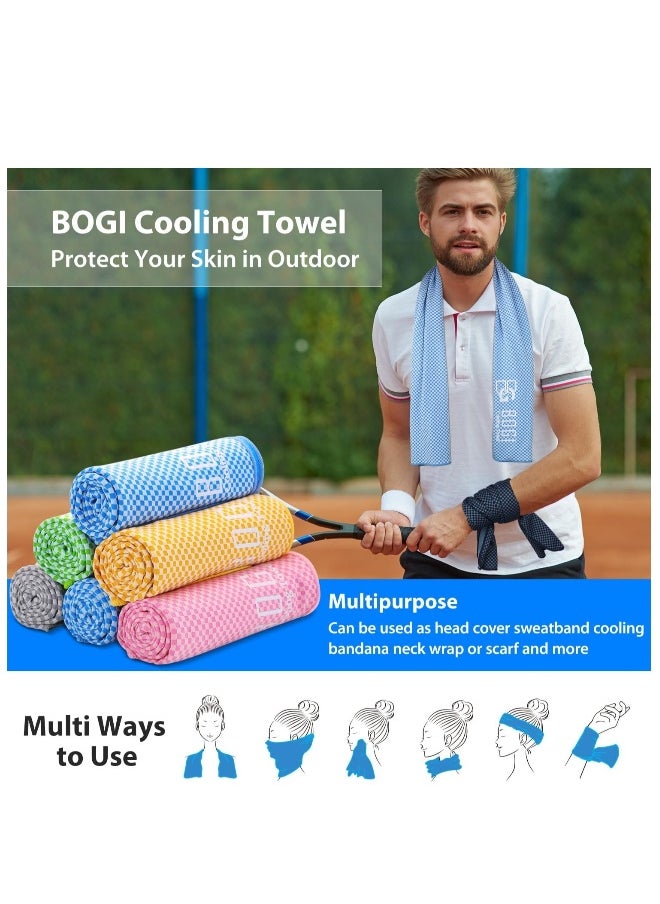 Cooling Towel, 2 Pack Cooling Towels for Neck and Face, Ice Towel for Instant Cooling, Soft Breathable Chilly Towel, Stay Cool for Yoga, Sport, Gym, Camping, More Activities(Blue+Grey)(40