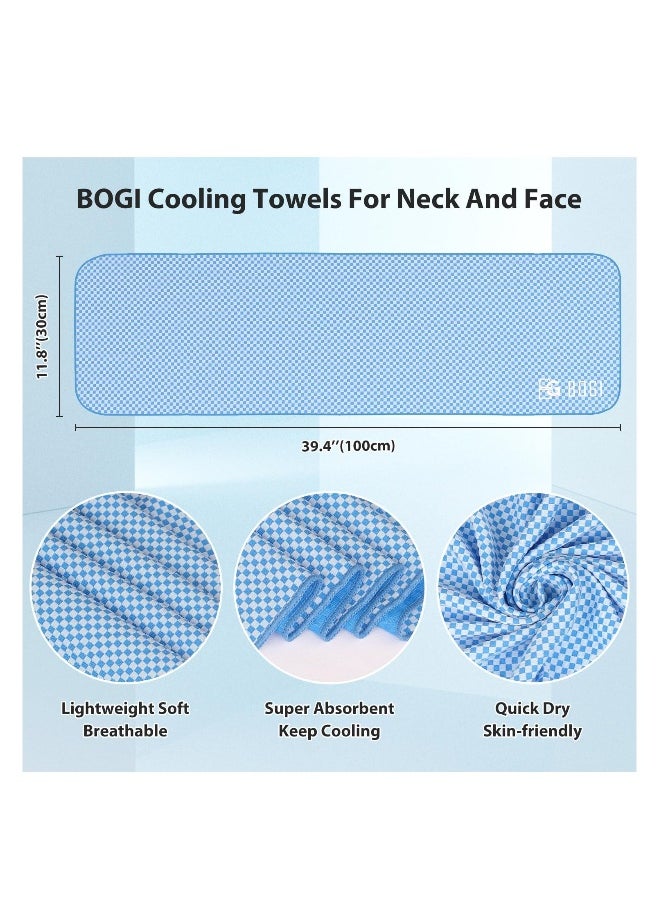 Cooling Towel, 2 Pack Cooling Towels for Neck and Face, Ice Towel for Instant Cooling, Soft Breathable Chilly Towel, Stay Cool for Yoga, Sport, Gym, Camping, More Activities(Blue+Grey)(40