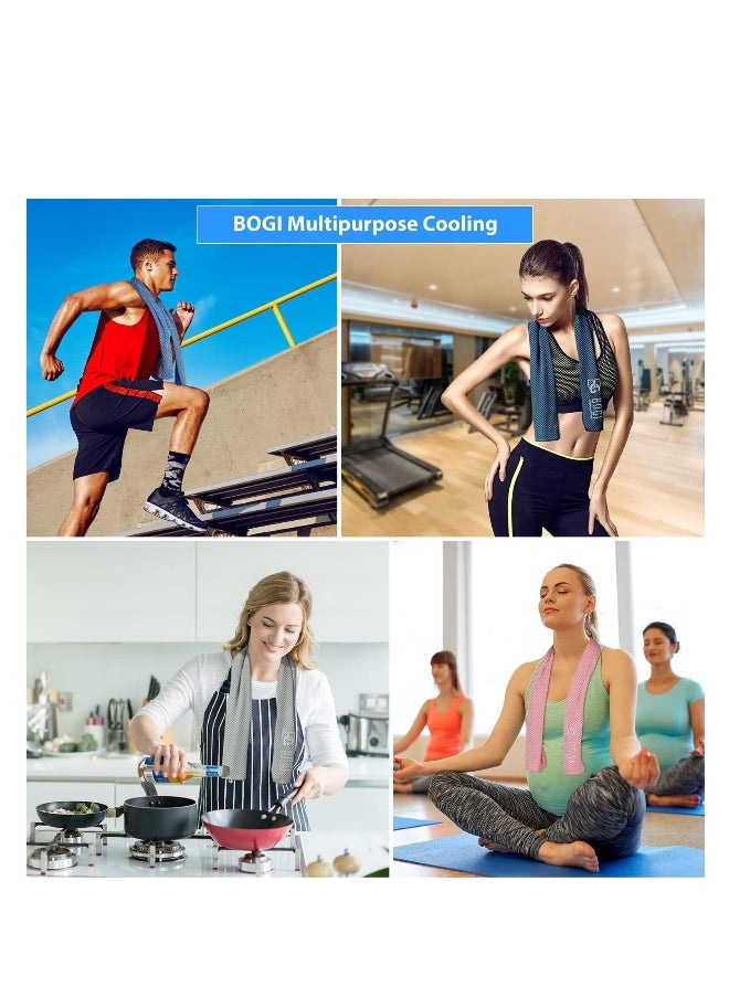 Cooling Towel, 2 Pack Cooling Towels for Neck and Face, Ice Towel for Instant Cooling, Soft Breathable Chilly Towel, Stay Cool for Yoga, Sport, Gym, Camping, More Activities(Blue+Grey)(40