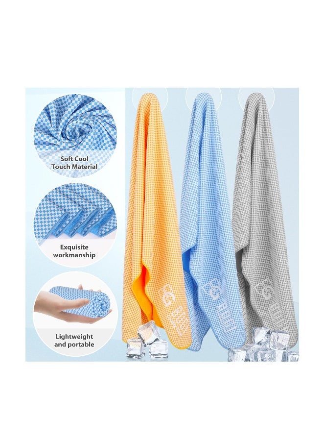 Cooling Towel, 2 Pack Cooling Towels for Neck and Face, Ice Towel for Instant Cooling, Soft Breathable Chilly Towel, Stay Cool for Yoga, Sport, Gym, Camping, More Activities(Blue+Grey)(40