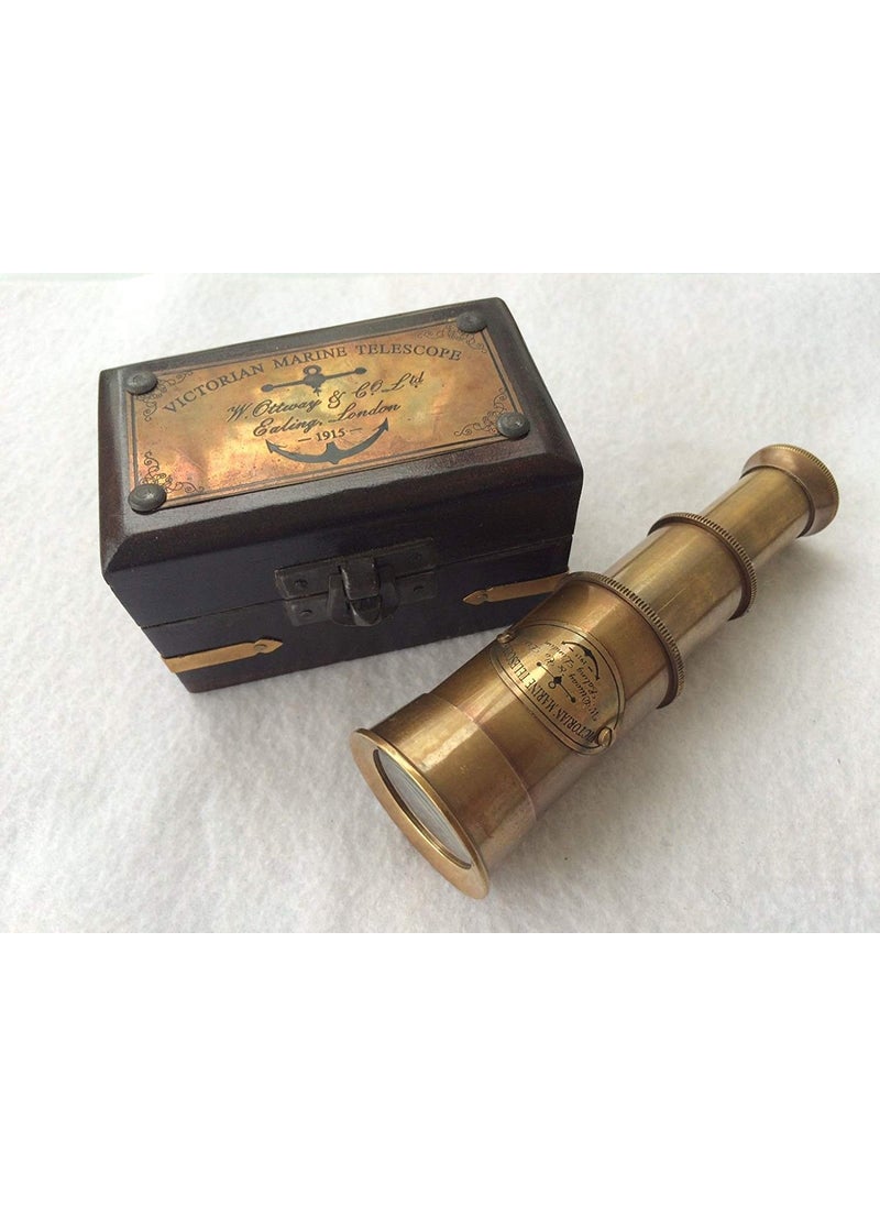 MA SONS 1 Year Warranty Telescope Antique Finish Nautical Maritime Spyglass with Box
