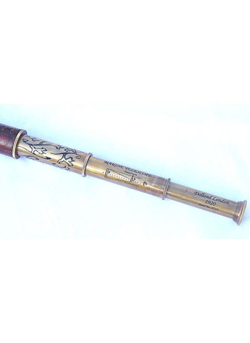 MA SONS 1 Year Warranty Brass Engraved Telescope 16 with Stamped Leather Case Nautical Spyglass