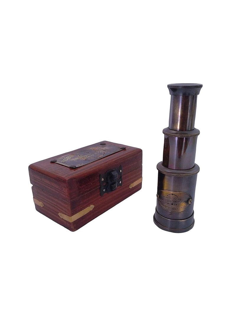 ZORDIK Nautical Brass Finished Premium Telescope Handmade Antique Look Vintage Telescope with Luxury Wooden Box
