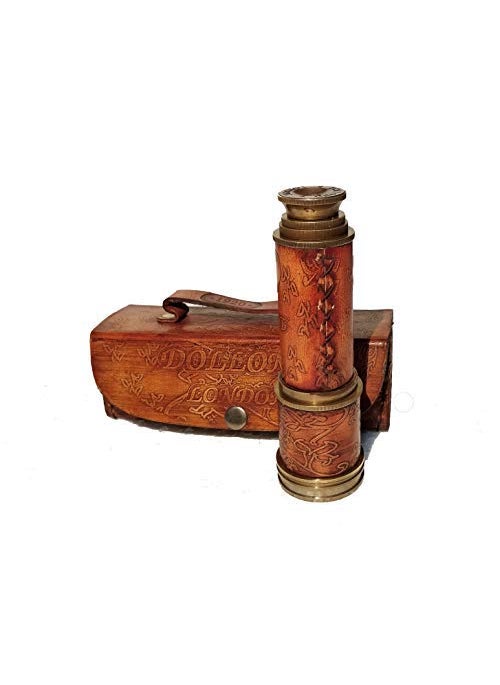 Castle Instruments Brass Antique Style Navigational Telescope for Kids Adult Astronomy Beginners Nautical Marine Gift Vintage Home Dcor Office Living Room Leather Case Size 17 Inch