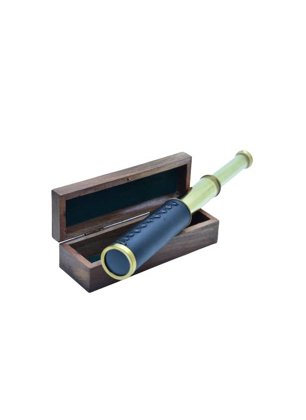 6 Brass Telescope with Wooden Box for NavigationPocket Telescope Pirates Telescope Nautical Theme Working Telescope Showpiece Best for Gift by Blue Globe Export