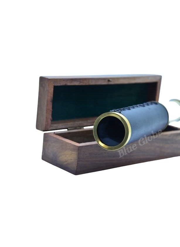 6 Brass Telescope with Wooden Box for NavigationPocket Telescope Pirates Telescope Nautical Theme Working Telescope Showpiece Best for Gift by Blue Globe Export