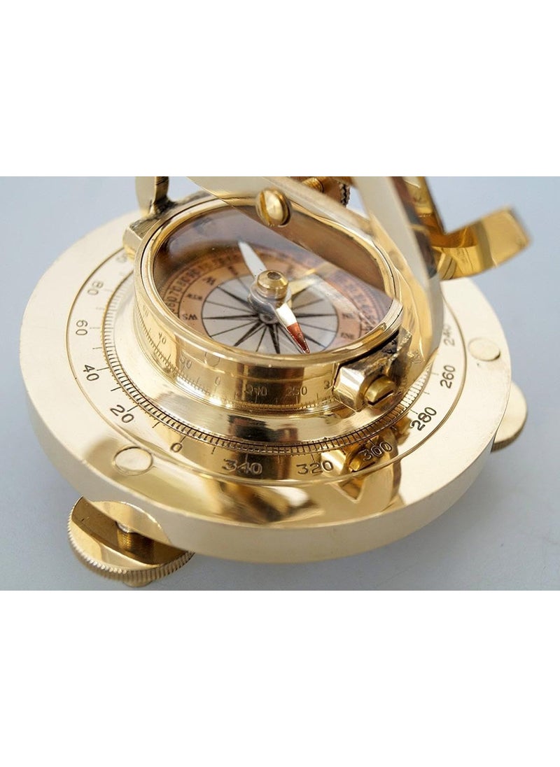 APAX Premium Brass Nautical Alidade Telescope with Compass Survey Instruments Antique Maritime Navigation Tool Precision for Collectors and Adventurers Golden