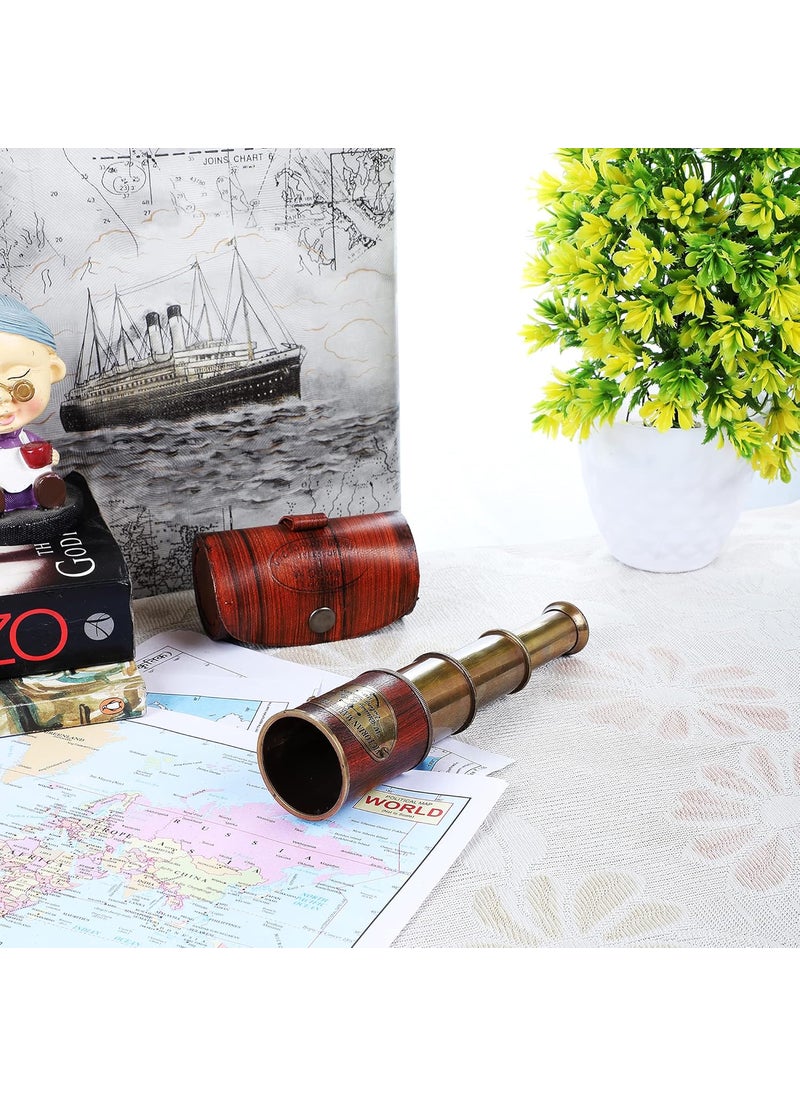 Ximdeco Brass Nautical Vintage Opticals Lens Telescope 7 inches SHowpiece with Leather Round Cover