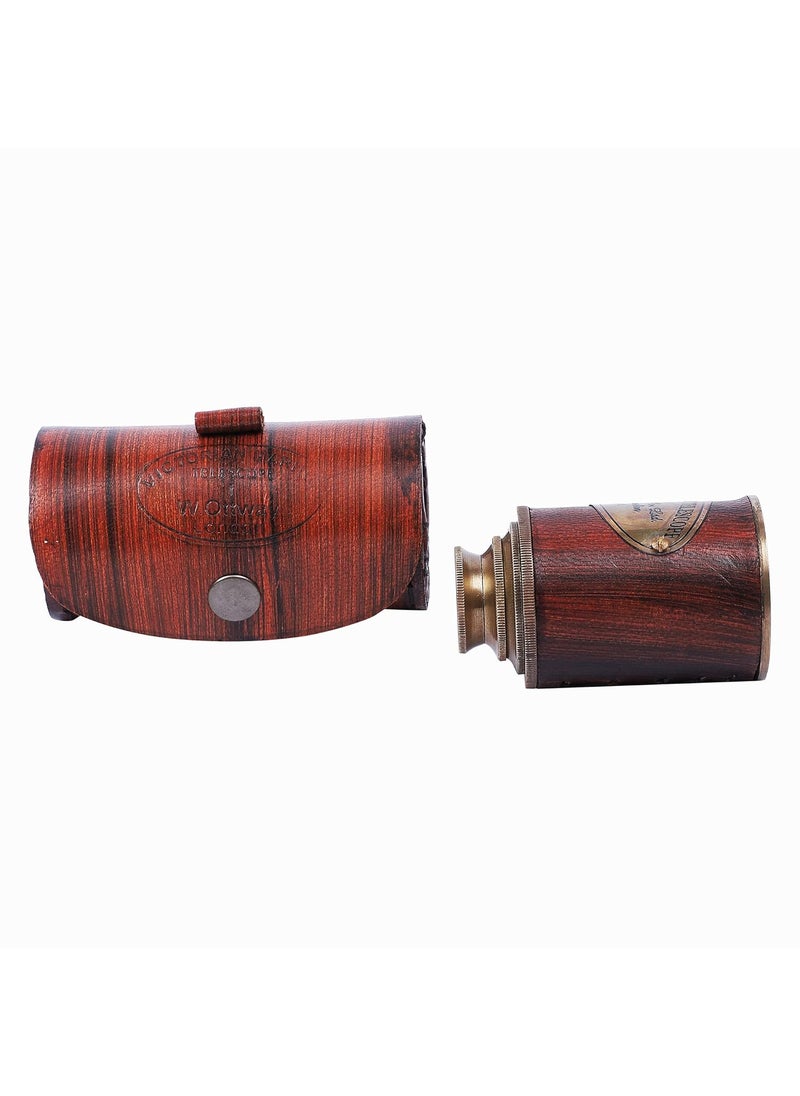 Ximdeco Brass Nautical Vintage Opticals Lens Telescope 7 inches SHowpiece with Leather Round Cover