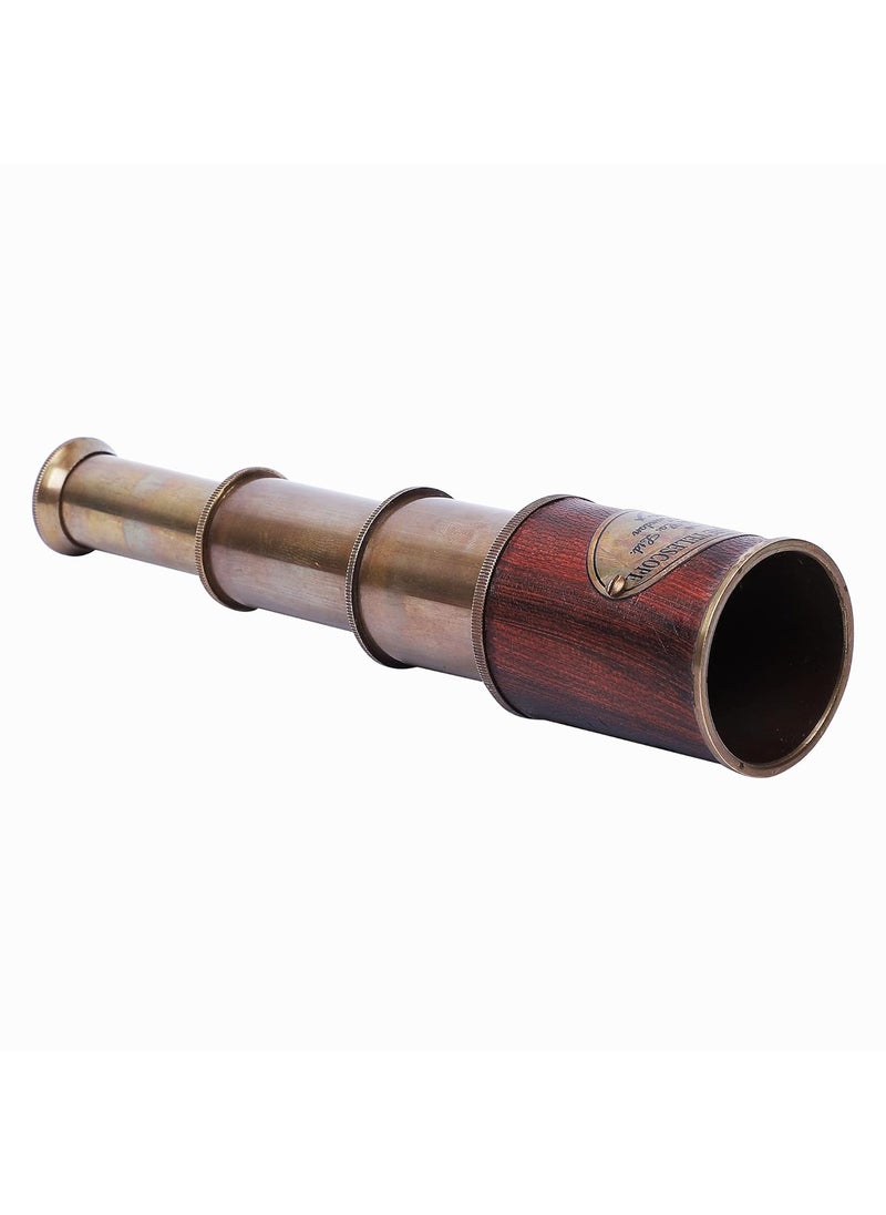 Ximdeco Brass Nautical Vintage Opticals Lens Telescope 7 inches SHowpiece with Leather Round Cover