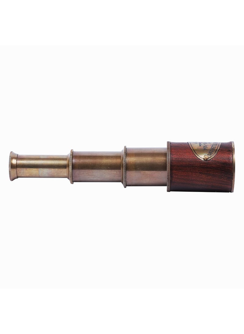 Ximdeco Brass Nautical Vintage Opticals Lens Telescope 7 inches SHowpiece with Leather Round Cover