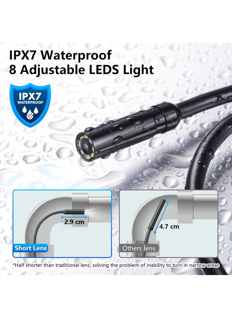 Rivulet Endoscope Camera with Light 43 HD 1080P 164ft SemiRigid Cable IP67 Waterproof Black
