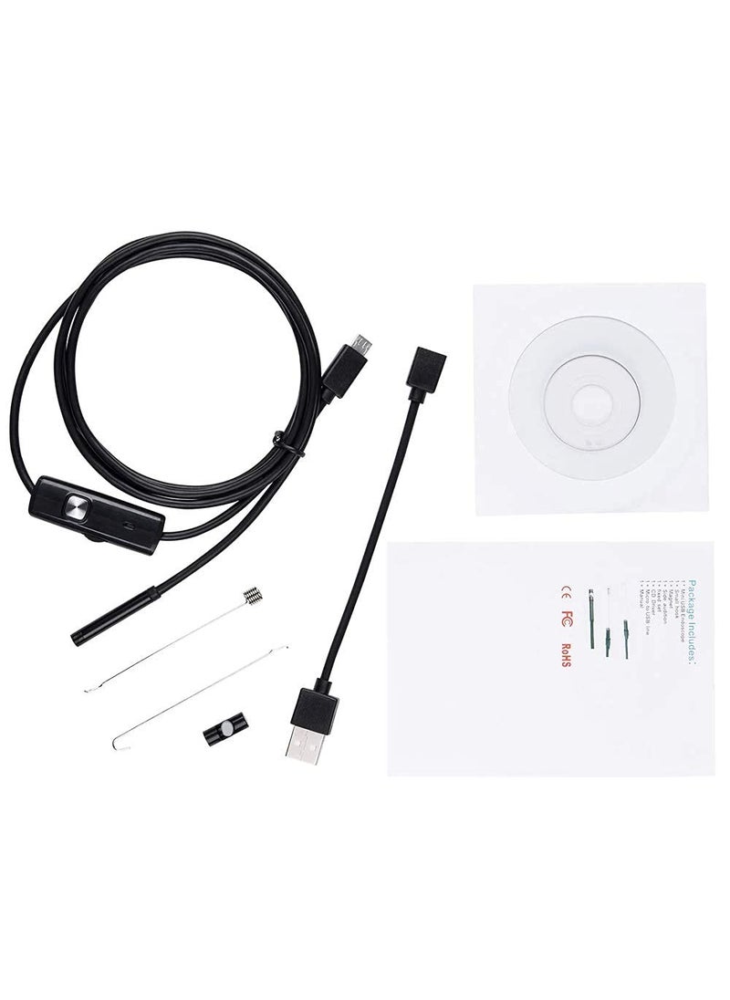 MatLogix Waterproof Endoscope Mini HD Snake Tube 55 Mm Lens USB Inspection 6 LED Borescope Security Camera with 5m Wire for Android Phone PC and Notebook Black