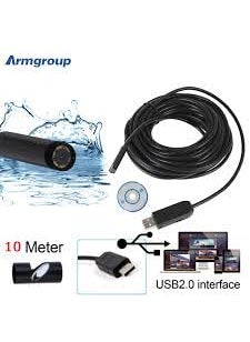 MatLogix Waterproof Endoscope Mini HD Snake Tube 55 Mm Lens USB Inspection 6 LED Borescope Security Camera with 10m Wire for Android Phone PC and Notebook Black