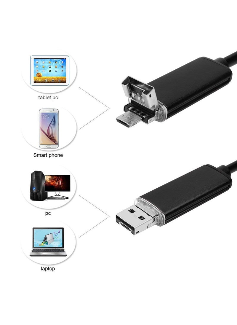 MatLogix Waterproof Endoscope Mini HD Snake Tube 55 Mm Lens USB Inspection 6 LED Borescope Security Camera with 10m Wire for Android Phone PC and Notebook Black