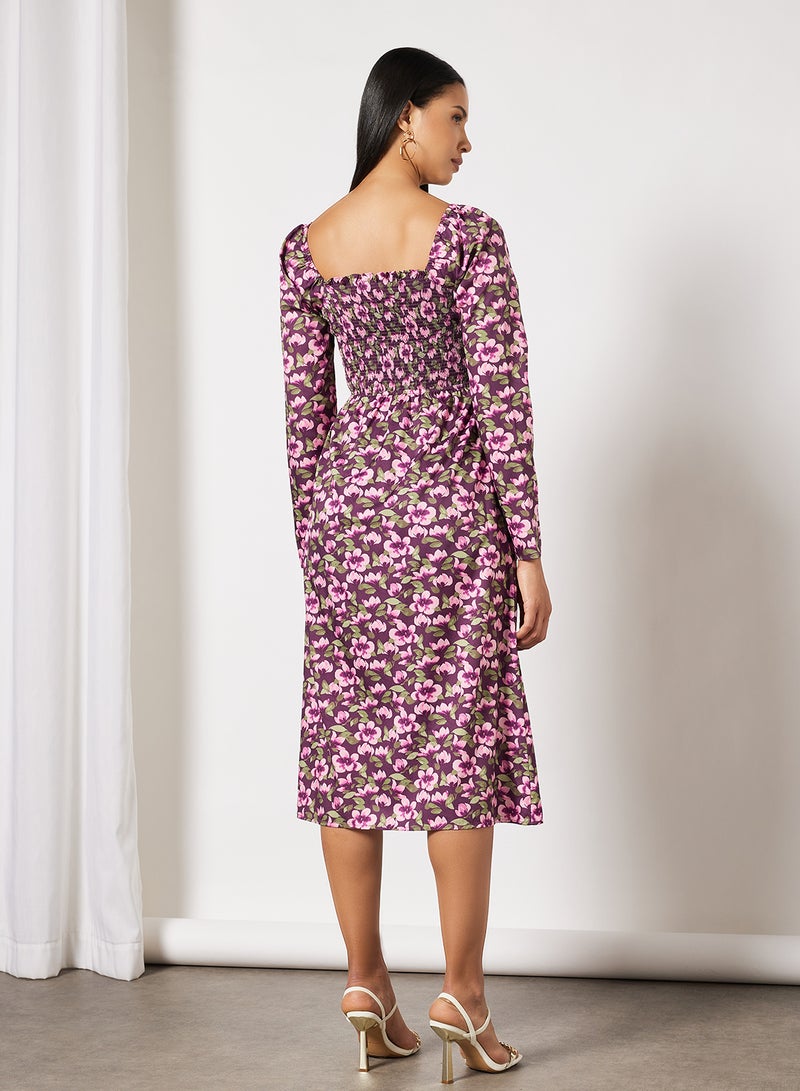 Front Slit Smock Dress Cherry Blossom