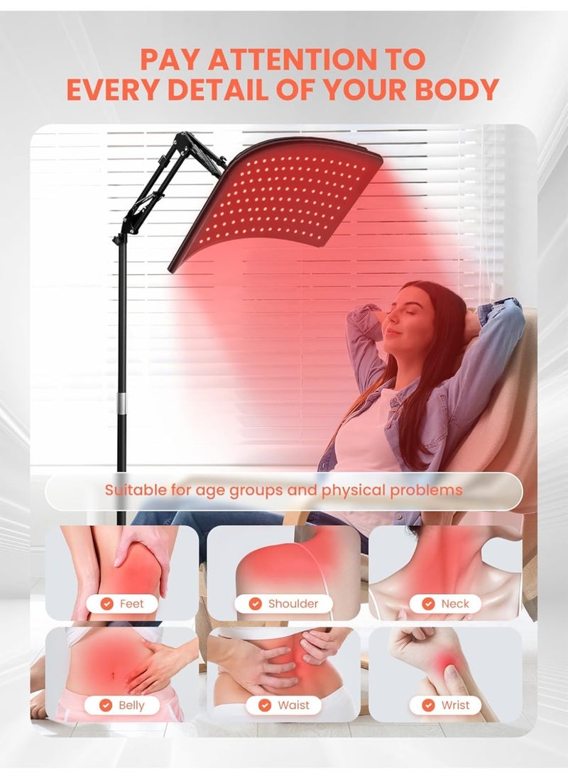 Red Light Therapy for Body, 2 in 1 Removable Red Light Panel Red Infrared Light Therapy Lamp with Stand 660nm & 850nm Red Light Therapy for Face Back or The Whole Body