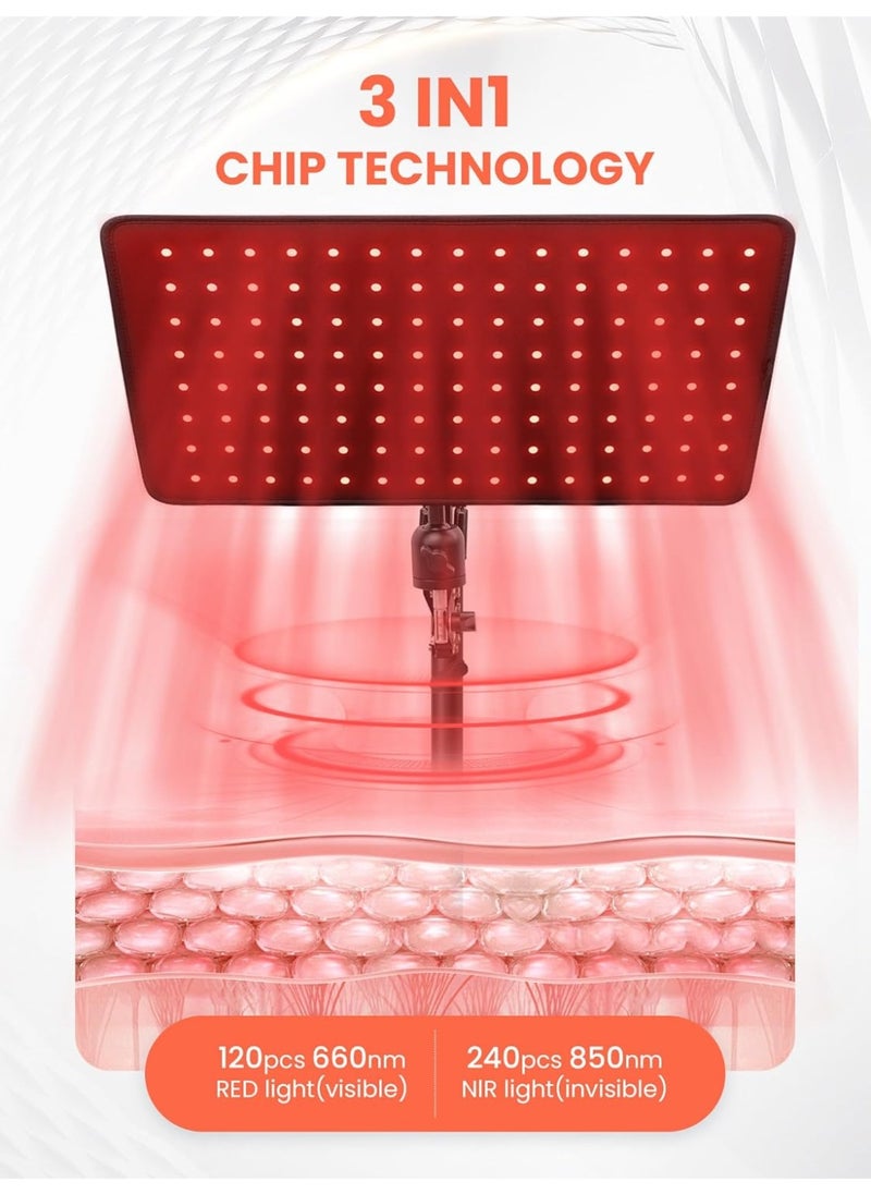Red Light Therapy for Body, 2 in 1 Removable Red Light Panel Red Infrared Light Therapy Lamp with Stand 660nm & 850nm Red Light Therapy for Face Back or The Whole Body